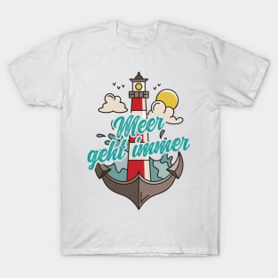 Meer geht immer Leuchtturm mit Möwen T-Shirt